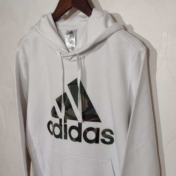 Adidas Camo Logo Hoodie Sweatshirt Size S Womens White - Picture 12 of 13
